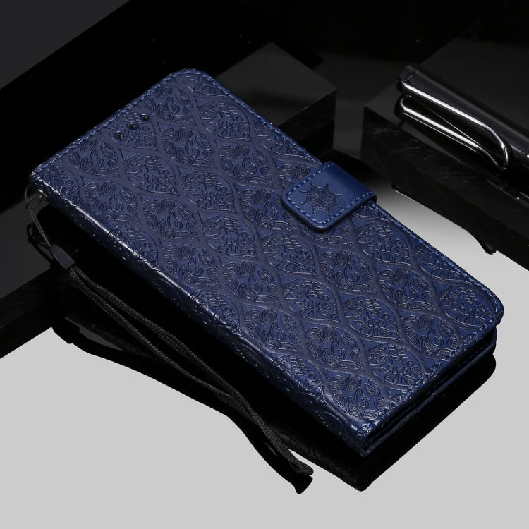 For Galaxy Note10+ / Note10+ 5G Pressed Printing Rattan Flower Pattern Horizontal Flip PU Leather Case, with Holder & Card Slots & Wallet & Photo Frame