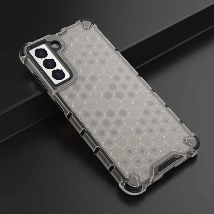 For Samsung Galaxy S21 5G Shockproof Honeycomb PC + TPU Case with Neck Lanyard