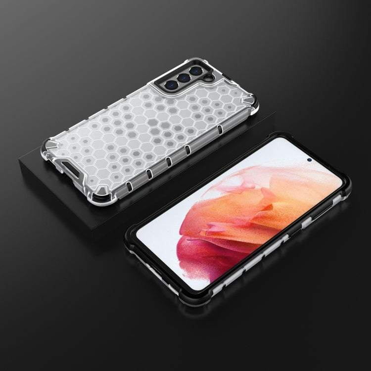 For Samsung Galaxy S21 5G Shockproof Honeycomb PC + TPU Case with Neck Lanyard