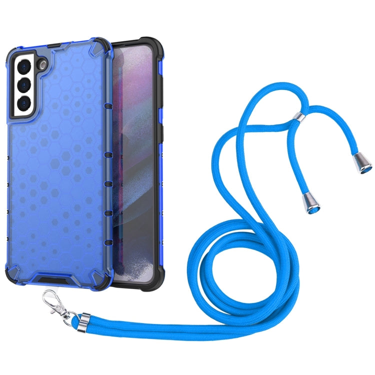 For Samsung Galaxy S21+ 5G Shockproof Honeycomb PC + TPU Case with Neck Lanyard