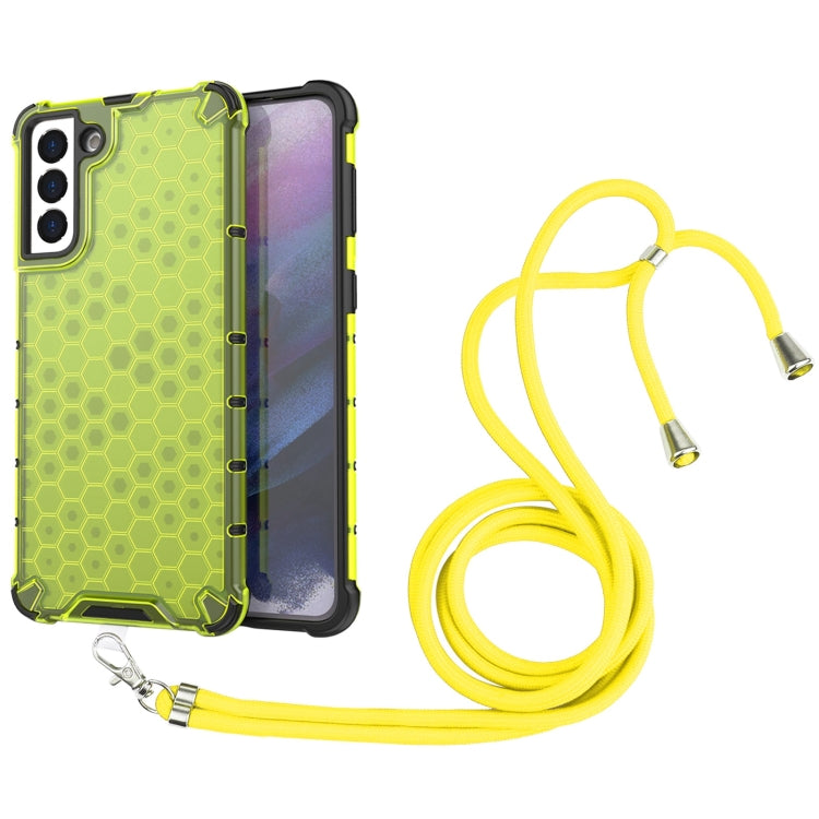 For Samsung Galaxy S21+ 5G Shockproof Honeycomb PC + TPU Case with Neck Lanyard