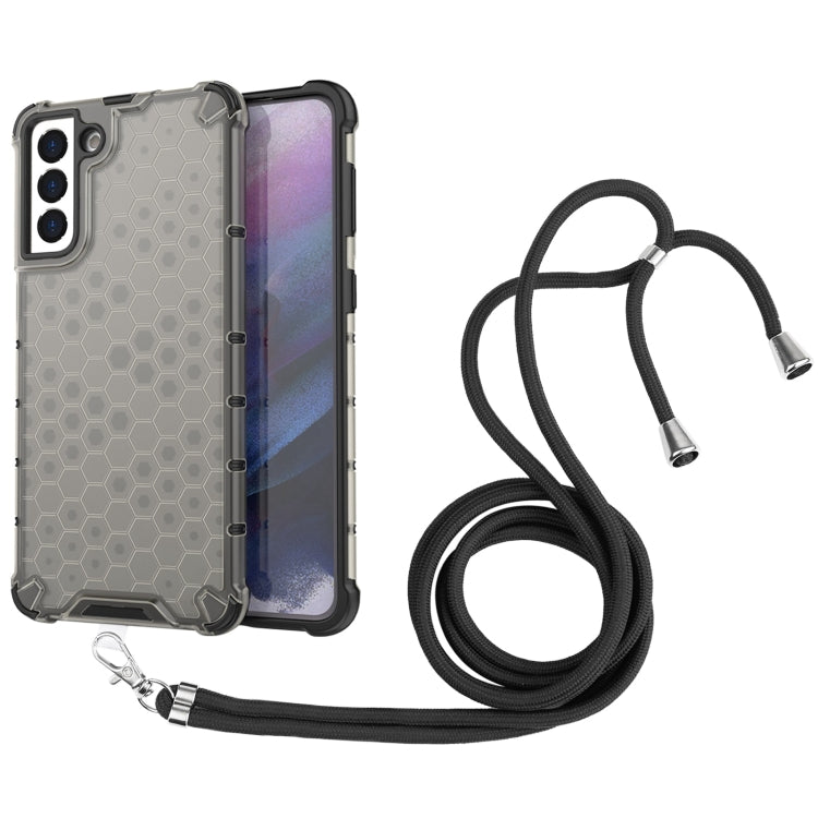 For Samsung Galaxy S21+ 5G Shockproof Honeycomb PC + TPU Case with Neck Lanyard