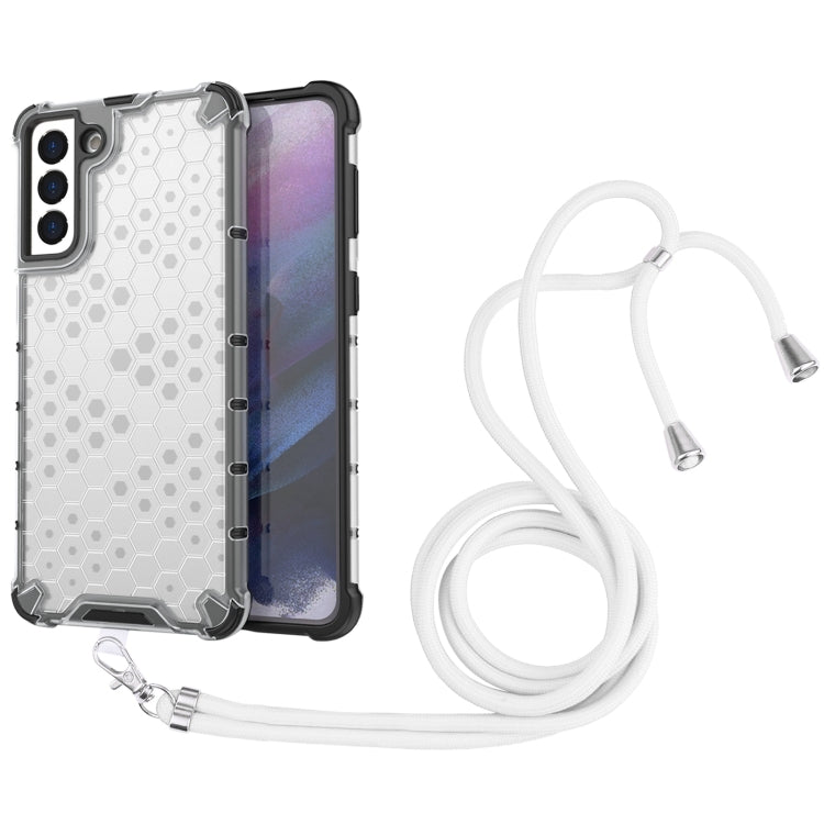 For Samsung Galaxy S21+ 5G Shockproof Honeycomb PC + TPU Case with Neck Lanyard