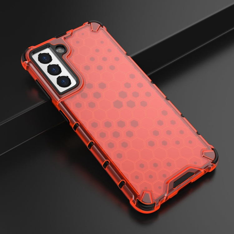 For Samsung Galaxy S21 FE Shockproof Honeycomb PC + TPU Case with Neck Lanyard