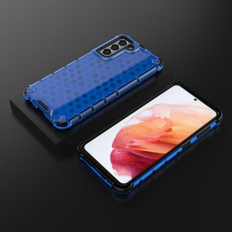 For Samsung Galaxy S21 FE Shockproof Honeycomb PC + TPU Case with Neck Lanyard