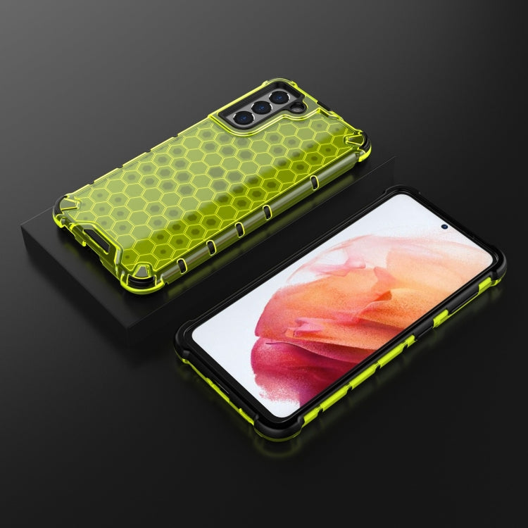 For Samsung Galaxy S21 FE Shockproof Honeycomb PC + TPU Case with Neck Lanyard