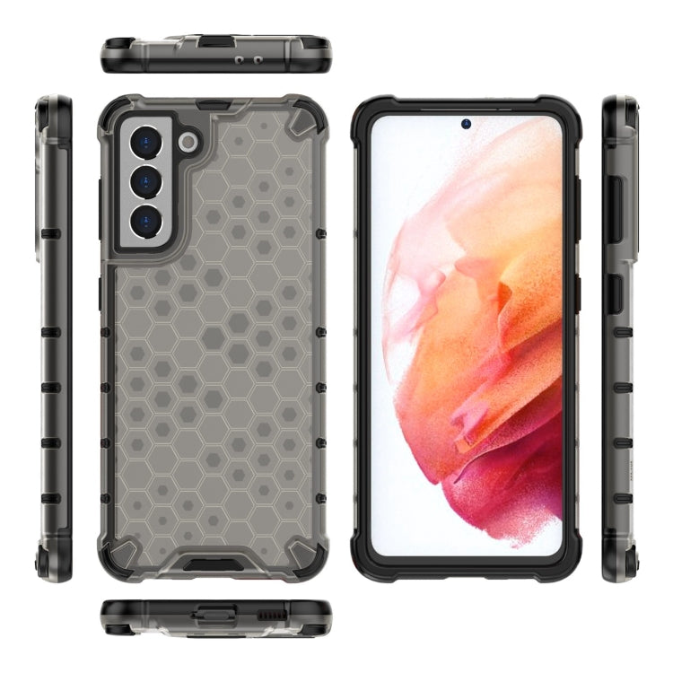 For Samsung Galaxy S21 FE Shockproof Honeycomb PC + TPU Case with Neck Lanyard