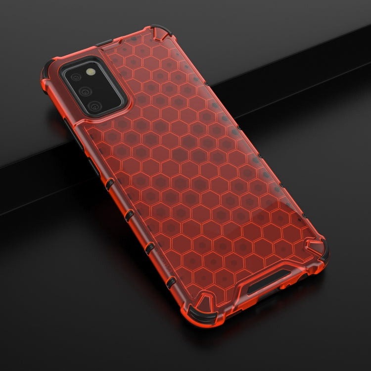 For Samsung Galaxy A02s EU Version Shockproof Honeycomb PC + TPU Case with Neck Lanyard