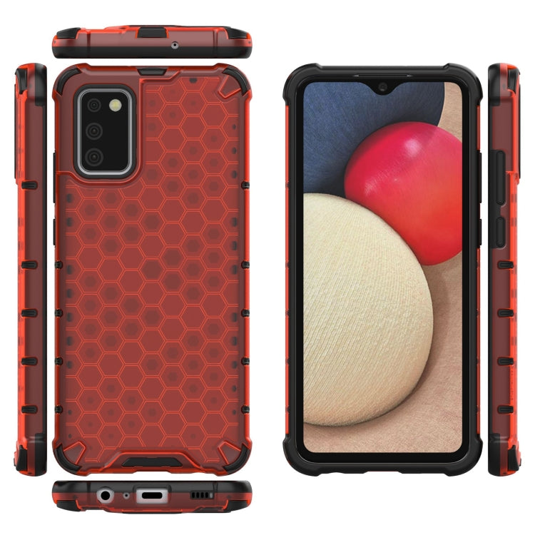 For Samsung Galaxy A02s EU Version Shockproof Honeycomb PC + TPU Case with Neck Lanyard