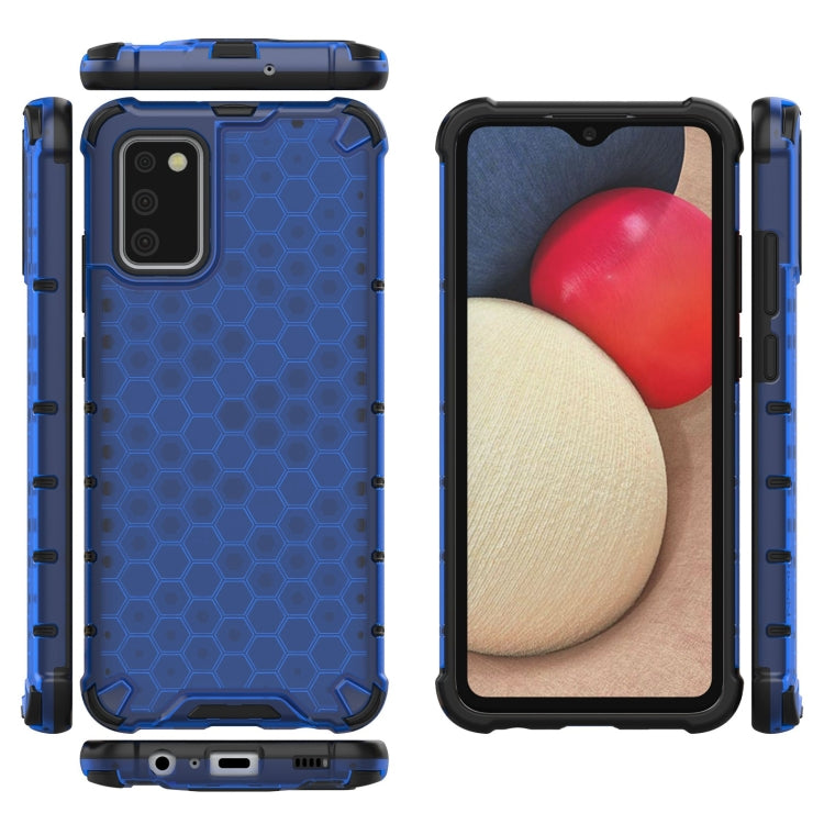 For Samsung Galaxy A02s EU Version Shockproof Honeycomb PC + TPU Case with Neck Lanyard