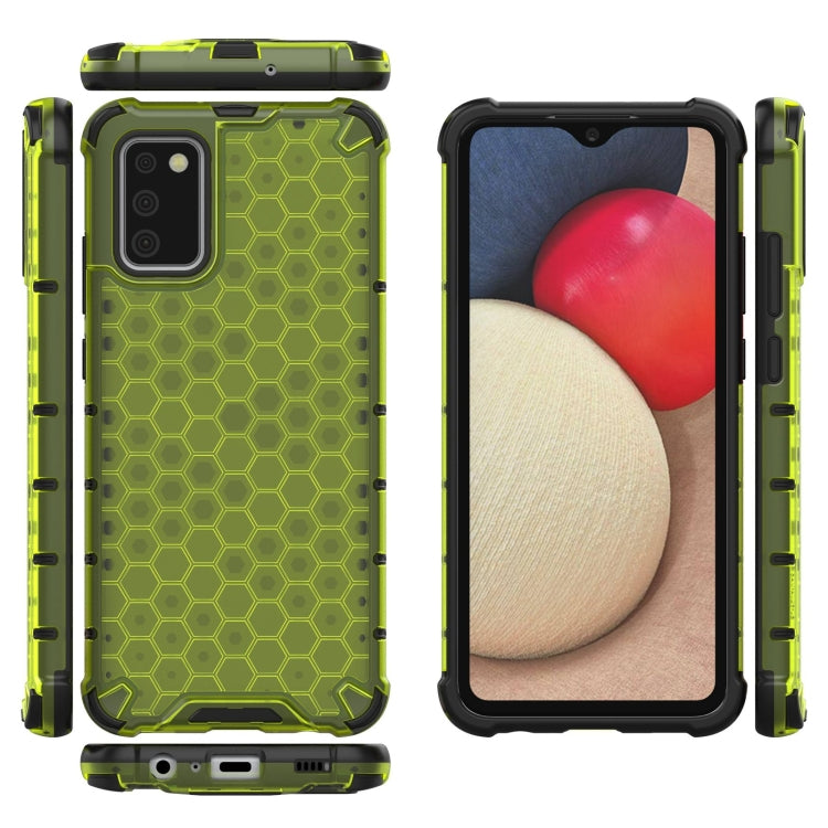 For Samsung Galaxy A02s EU Version Shockproof Honeycomb PC + TPU Case with Neck Lanyard