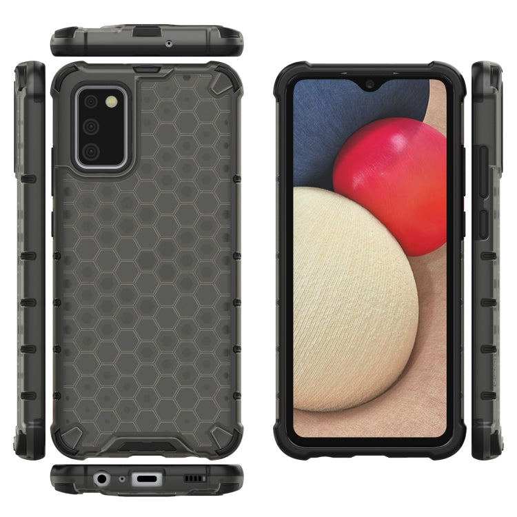 For Samsung Galaxy A02s EU Version Shockproof Honeycomb PC + TPU Case with Neck Lanyard