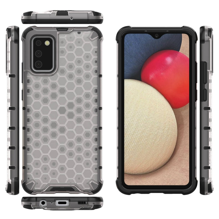 For Samsung Galaxy A02s EU Version Shockproof Honeycomb PC + TPU Case with Neck Lanyard