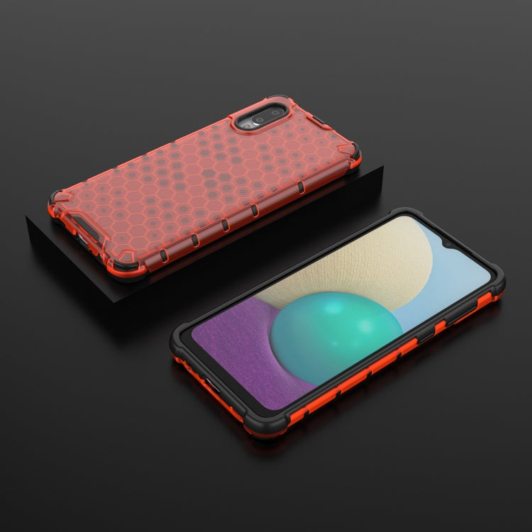For Samsung Galaxy A02 EU Version Shockproof Honeycomb PC + TPU Case with Neck Lanyard