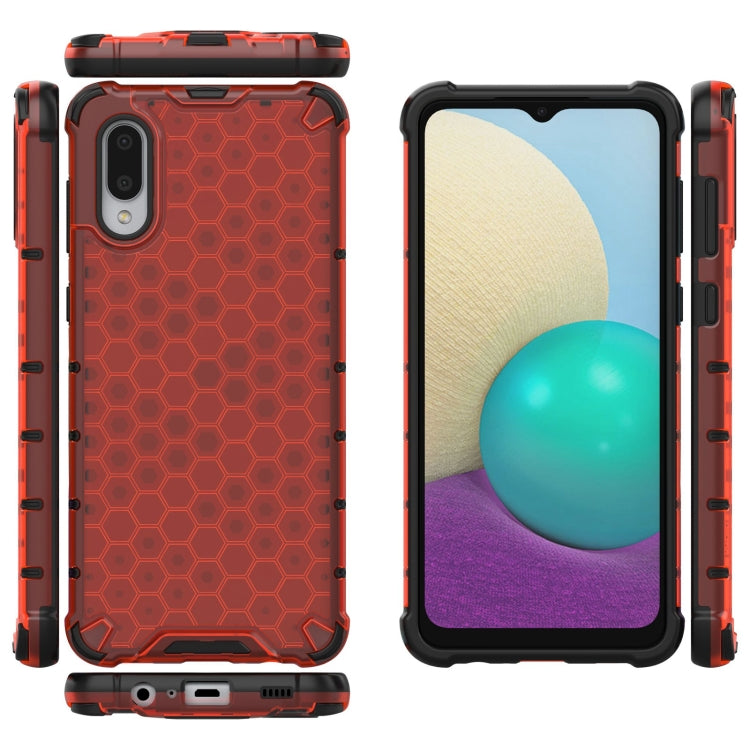 For Samsung Galaxy A02 EU Version Shockproof Honeycomb PC + TPU Case with Neck Lanyard
