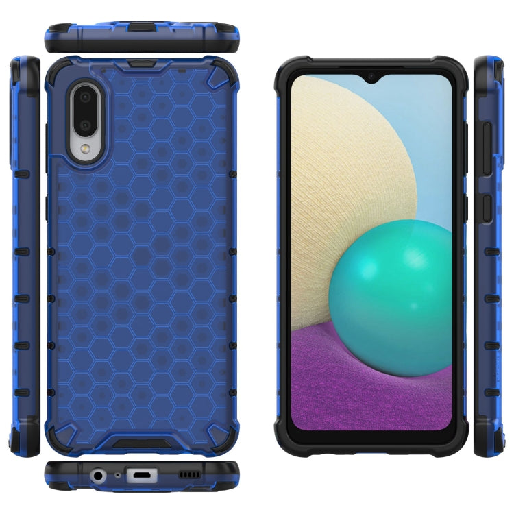 For Samsung Galaxy A02 EU Version Shockproof Honeycomb PC + TPU Case with Neck Lanyard