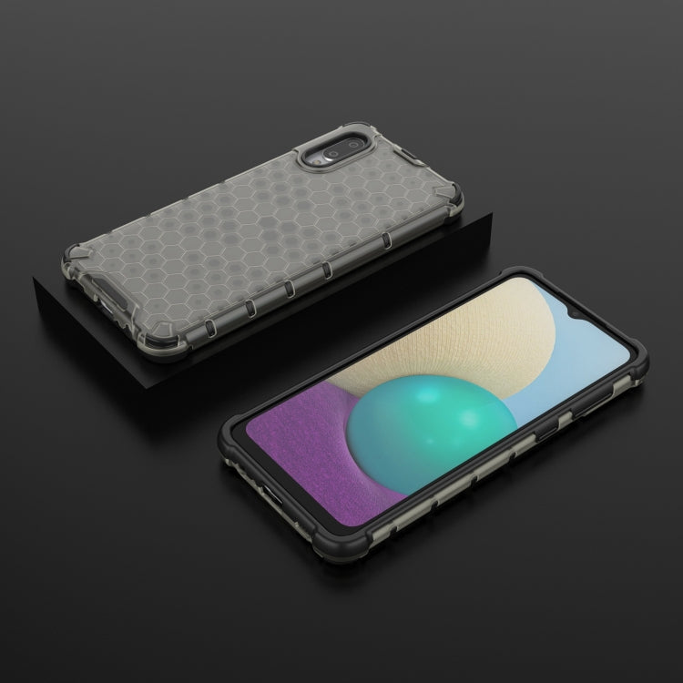 For Samsung Galaxy A02 EU Version Shockproof Honeycomb PC + TPU Case with Neck Lanyard