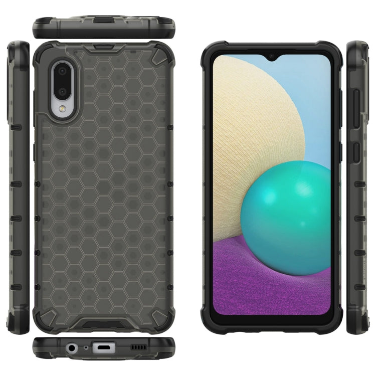 For Samsung Galaxy A02 EU Version Shockproof Honeycomb PC + TPU Case with Neck Lanyard