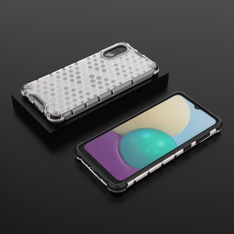 For Samsung Galaxy A02 EU Version Shockproof Honeycomb PC + TPU Case with Neck Lanyard