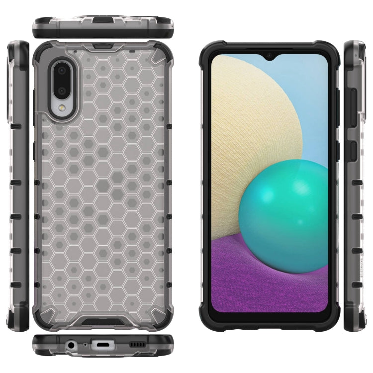 For Samsung Galaxy A02 EU Version Shockproof Honeycomb PC + TPU Case with Neck Lanyard