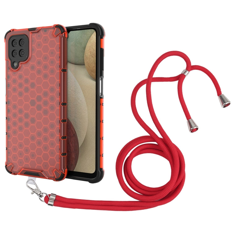 For Samsung Galaxy A12 5G Shockproof Honeycomb PC + TPU Case with Neck Lanyard