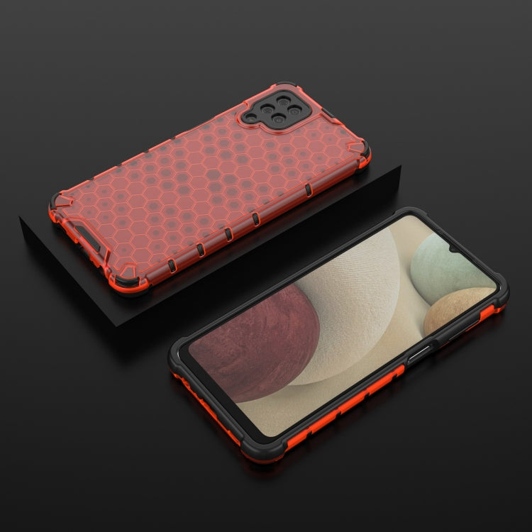 For Samsung Galaxy A12 5G Shockproof Honeycomb PC + TPU Case with Neck Lanyard