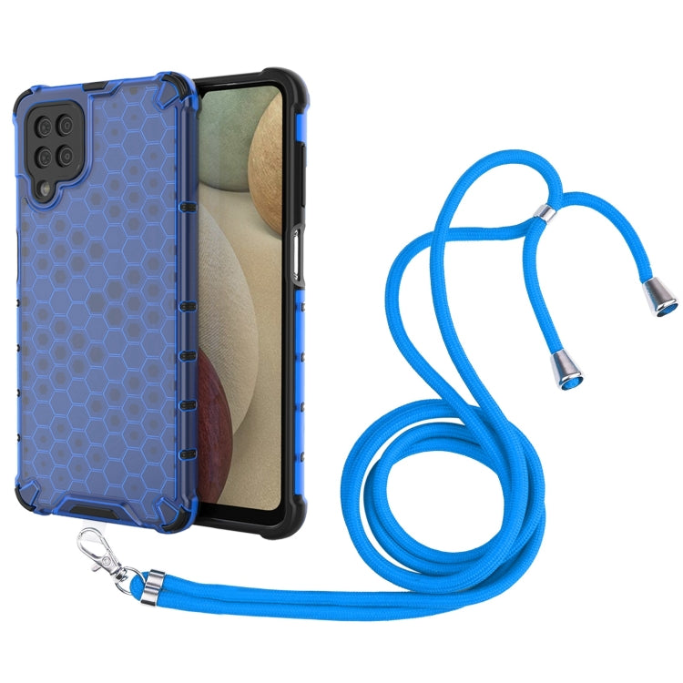For Samsung Galaxy A12 5G Shockproof Honeycomb PC + TPU Case with Neck Lanyard
