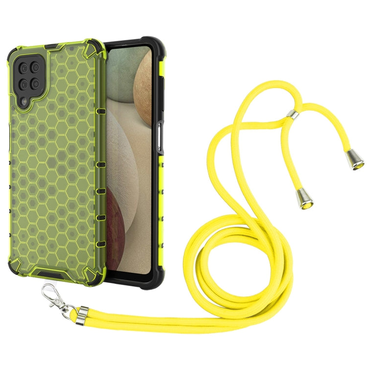 For Samsung Galaxy A12 5G Shockproof Honeycomb PC + TPU Case with Neck Lanyard