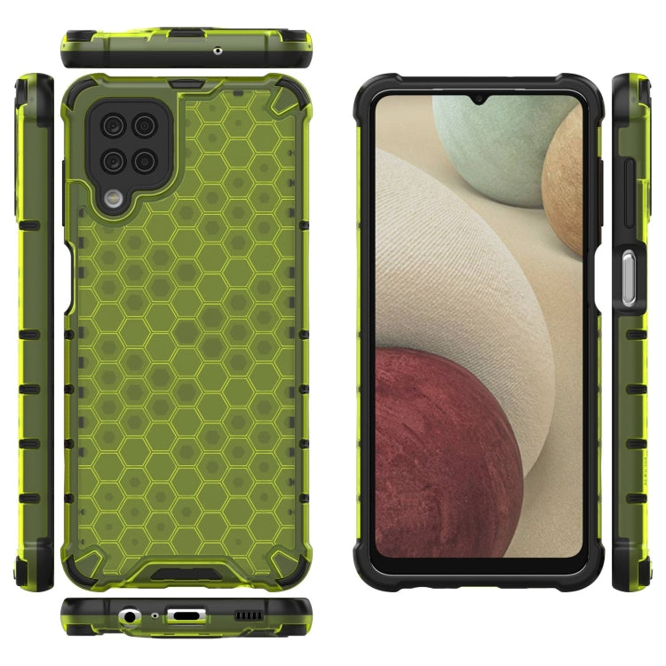 For Samsung Galaxy A12 5G Shockproof Honeycomb PC + TPU Case with Neck Lanyard