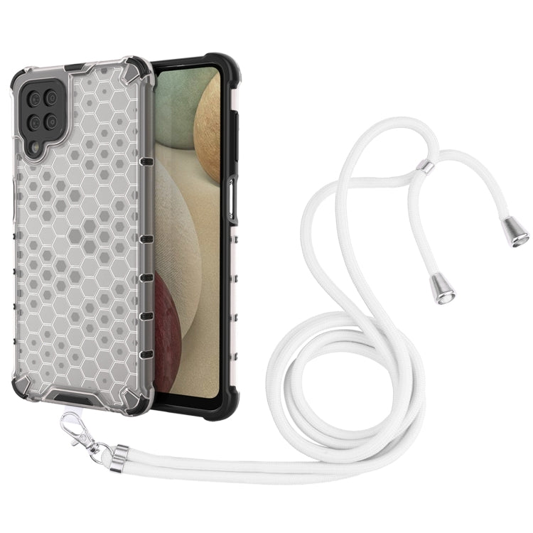 For Samsung Galaxy A12 5G Shockproof Honeycomb PC + TPU Case with Neck Lanyard