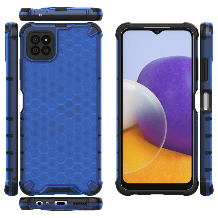 For Samsung Galaxy A22 5G Shockproof Honeycomb PC + TPU Case with Neck Lanyard