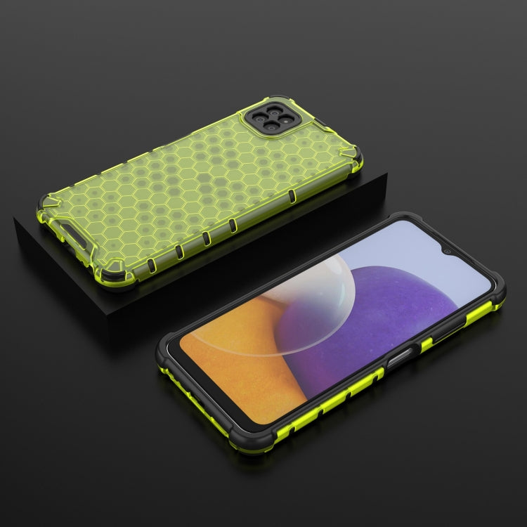For Samsung Galaxy A22 5G Shockproof Honeycomb PC + TPU Case with Neck Lanyard