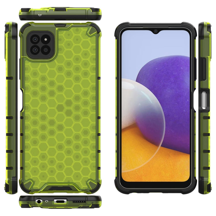For Samsung Galaxy A22 5G Shockproof Honeycomb PC + TPU Case with Neck Lanyard