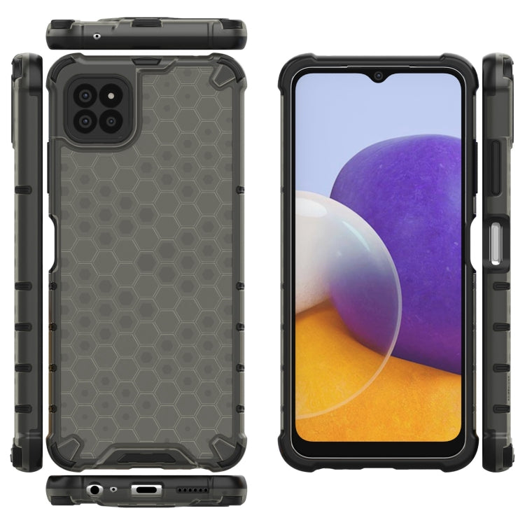 For Samsung Galaxy A22 5G Shockproof Honeycomb PC + TPU Case with Neck Lanyard