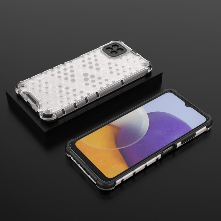 For Samsung Galaxy A22 5G Shockproof Honeycomb PC + TPU Case with Neck Lanyard