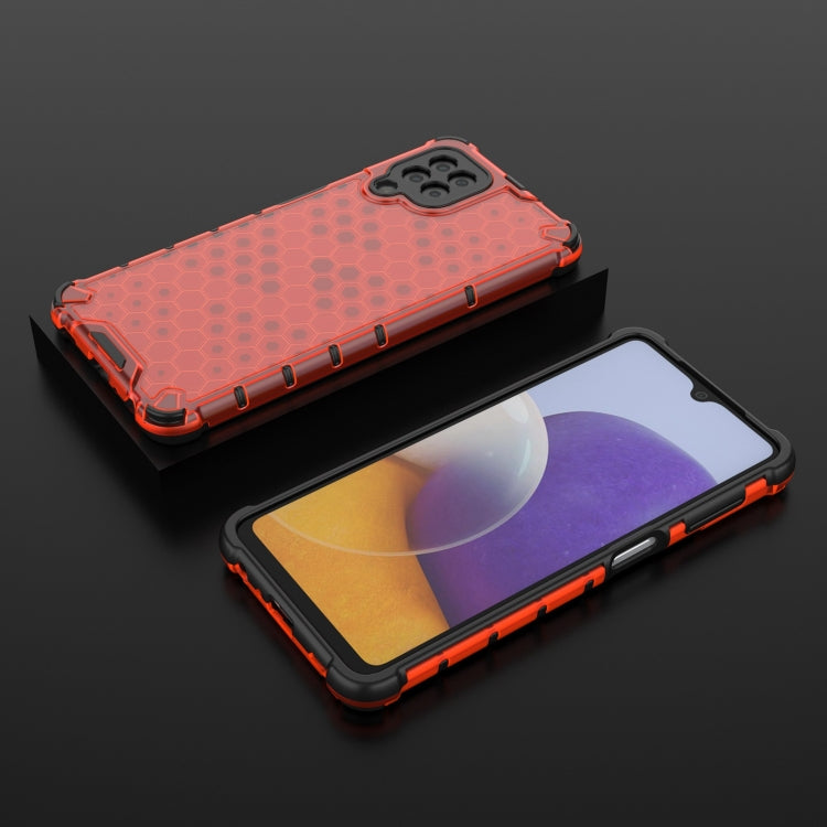 For Samsung Galaxy A22 4G Shockproof Honeycomb PC + TPU Case with Neck Lanyard