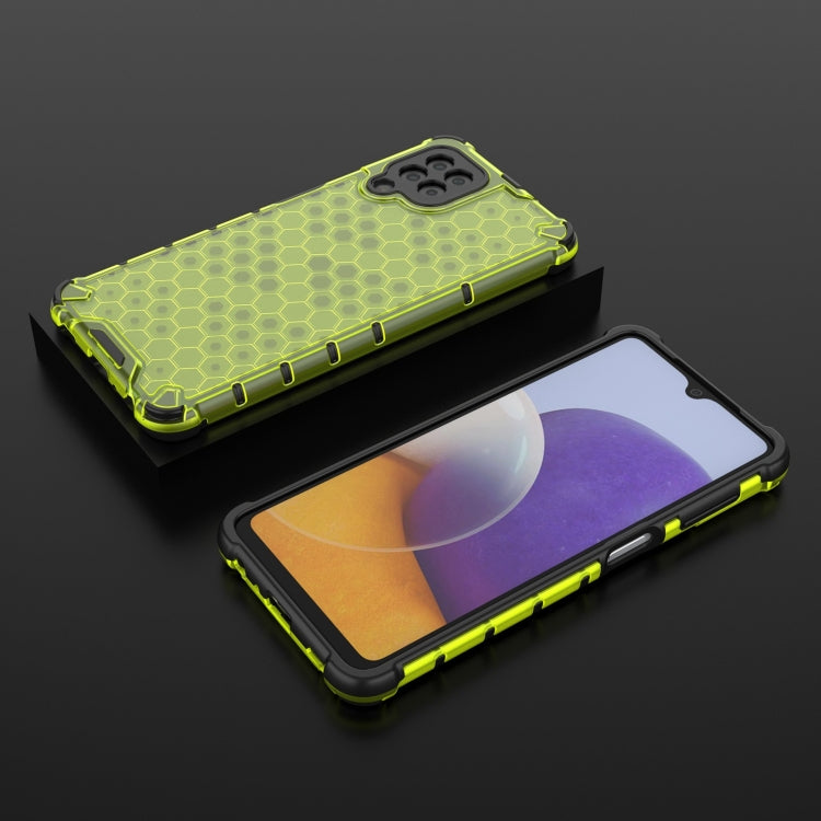 For Samsung Galaxy A22 4G Shockproof Honeycomb PC + TPU Case with Neck Lanyard