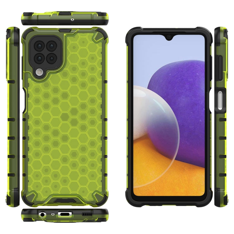 For Samsung Galaxy A22 4G Shockproof Honeycomb PC + TPU Case with Neck Lanyard