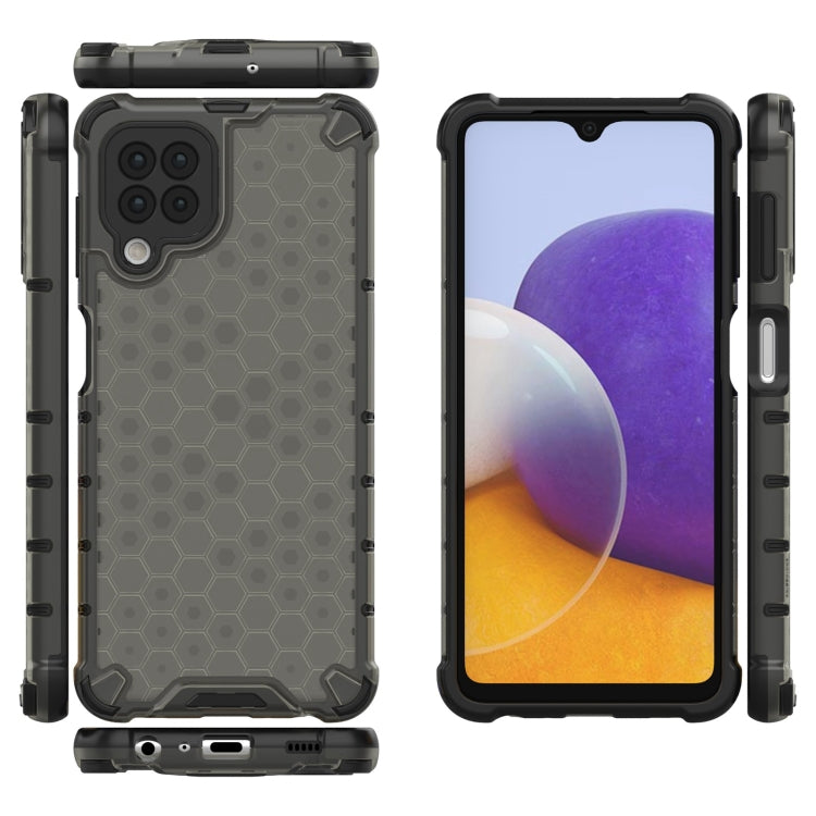 For Samsung Galaxy A22 4G Shockproof Honeycomb PC + TPU Case with Neck Lanyard