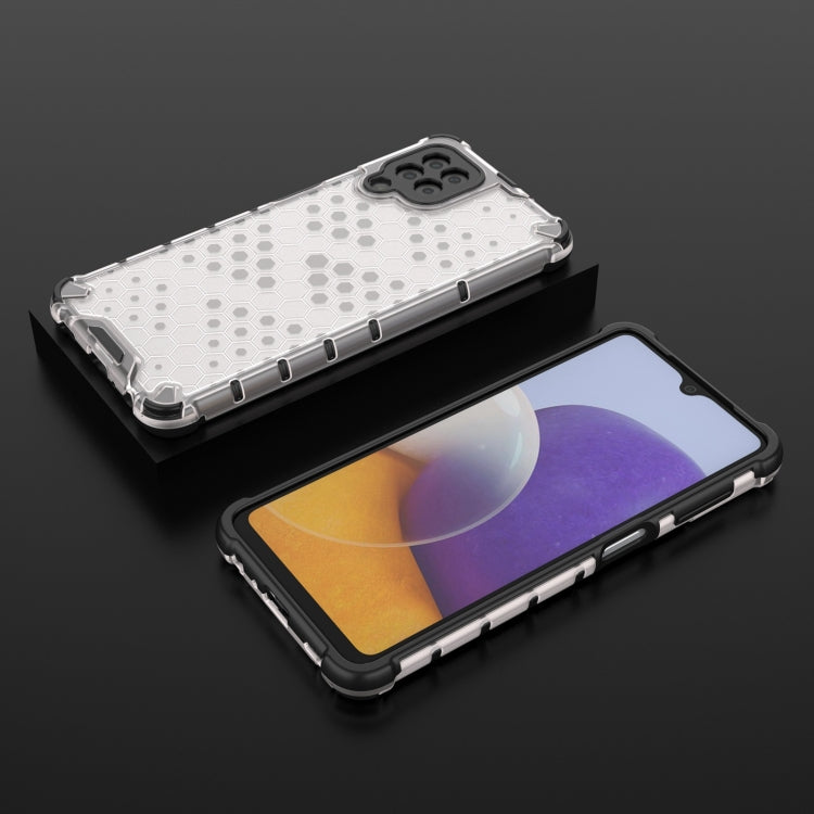 For Samsung Galaxy A22 4G Shockproof Honeycomb PC + TPU Case with Neck Lanyard