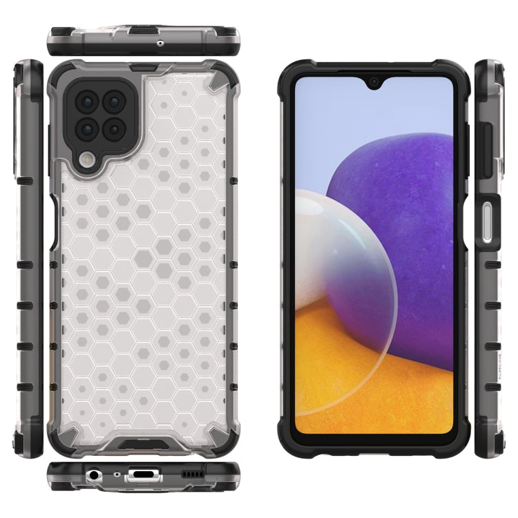 For Samsung Galaxy A22 4G Shockproof Honeycomb PC + TPU Case with Neck Lanyard