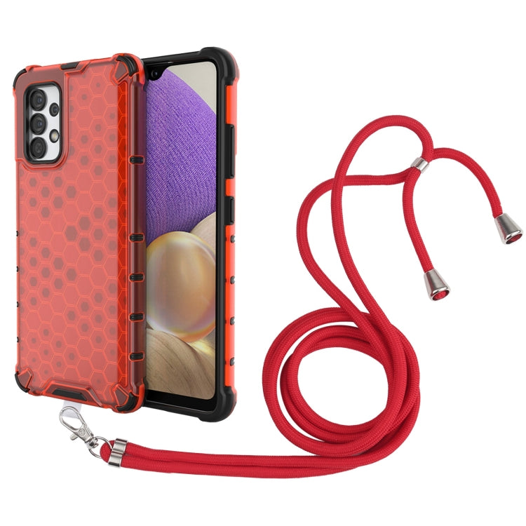 For Samsung Galaxy A32 4G Shockproof Honeycomb PC + TPU Case with Neck Lanyard
