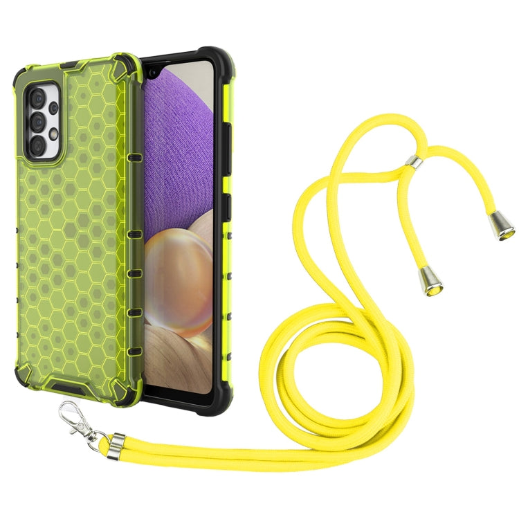 For Samsung Galaxy A32 4G Shockproof Honeycomb PC + TPU Case with Neck Lanyard
