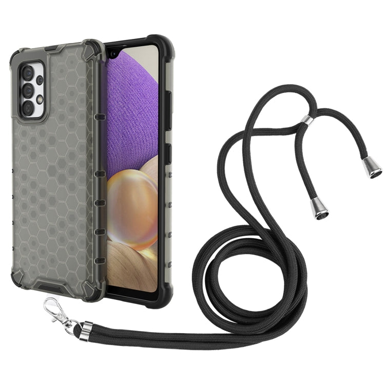 For Samsung Galaxy A32 4G Shockproof Honeycomb PC + TPU Case with Neck Lanyard