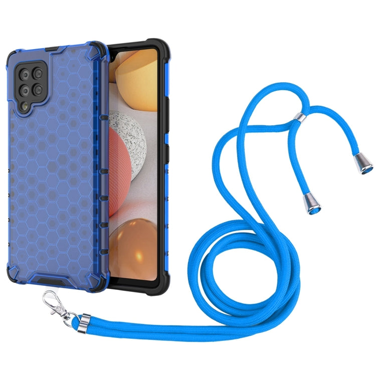 For Samsung Galaxy A42 5G Shockproof Honeycomb PC + TPU Case with Neck Lanyard