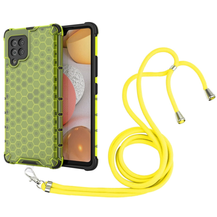 For Samsung Galaxy A42 5G Shockproof Honeycomb PC + TPU Case with Neck Lanyard