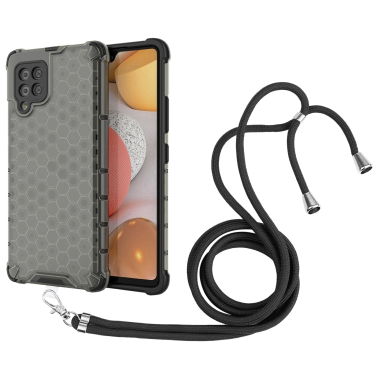 For Samsung Galaxy A42 5G Shockproof Honeycomb PC + TPU Case with Neck Lanyard