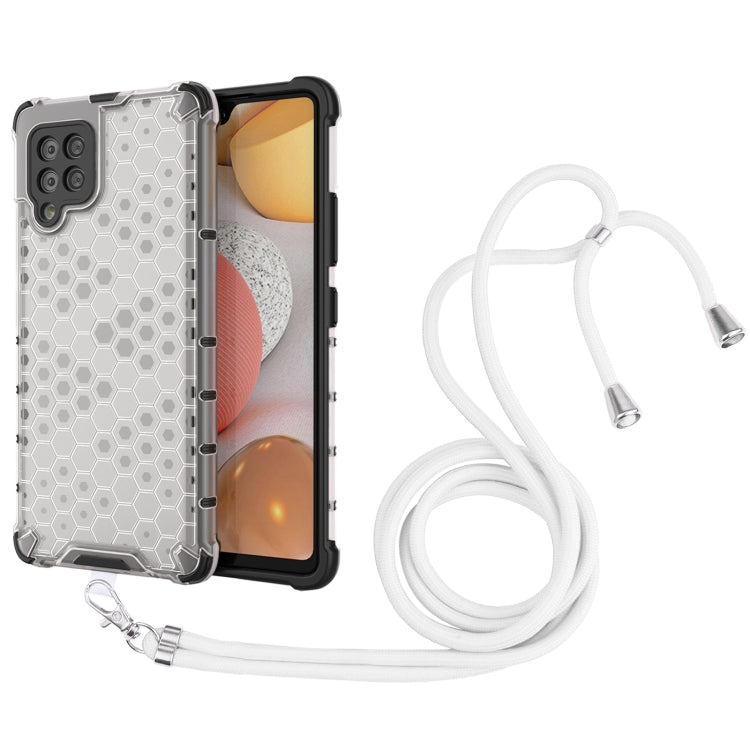 For Samsung Galaxy A42 5G Shockproof Honeycomb PC + TPU Case with Neck Lanyard