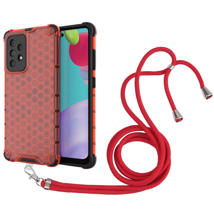 For Samsung Galaxy A52 5G / 4G Shockproof Honeycomb PC + TPU Case with Neck Lanyard