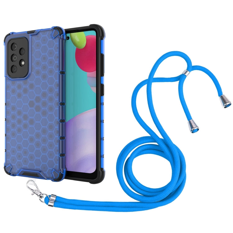 For Samsung Galaxy A52 5G / 4G Shockproof Honeycomb PC + TPU Case with Neck Lanyard